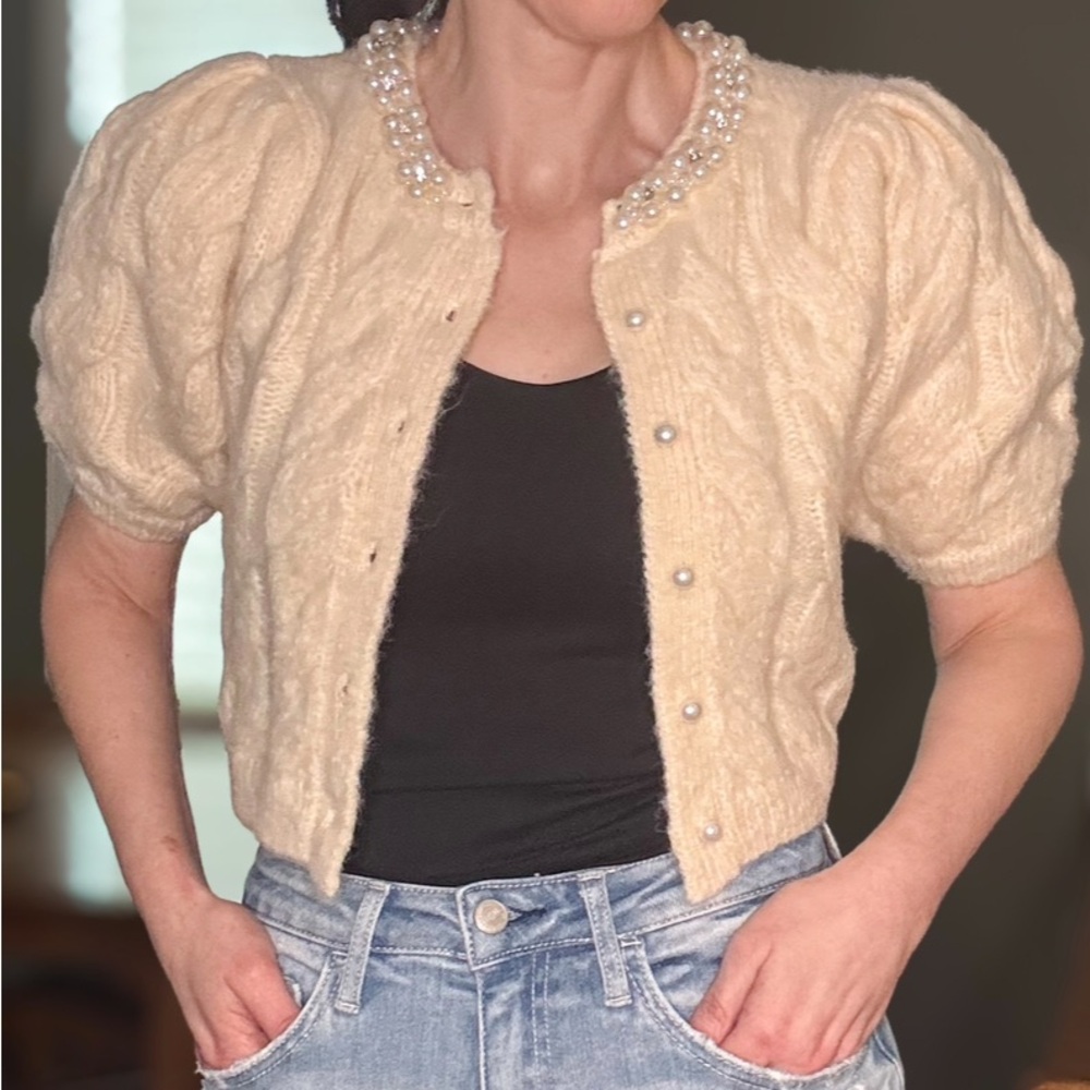 Sofie the Label Pearl-Embellished Rue Cardigan